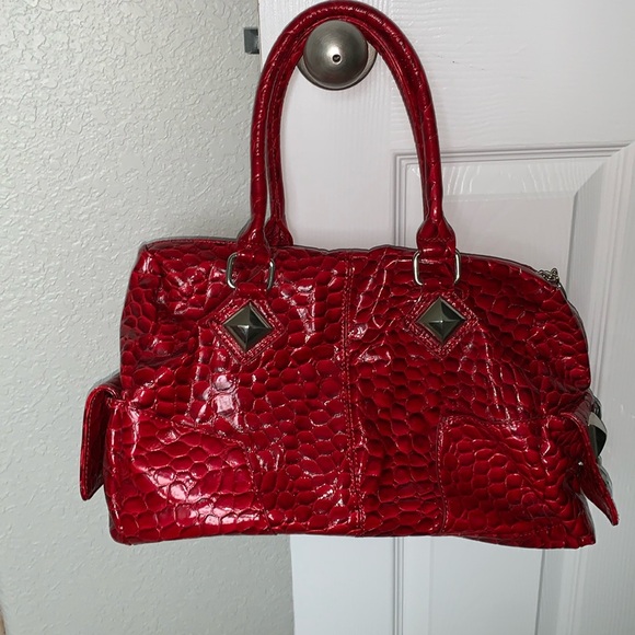 White House Black Market Handbags - White House Black Market red metal crystal studded embellished purse